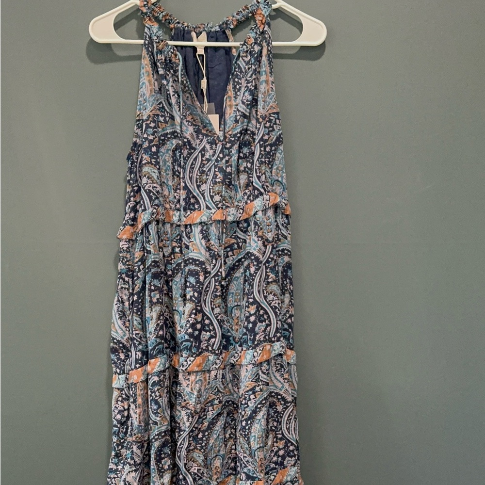 Caroline Constas Women Maxi Dress Navy Paisley Print Sleeveless Size XS NWT